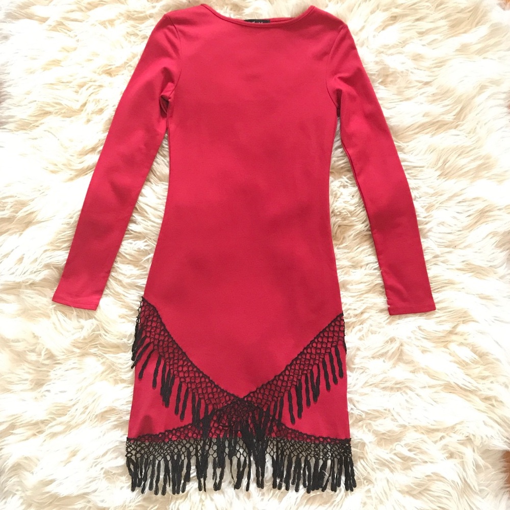 For Love and Lemons Red Dress with Long Sleeves